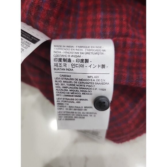 Levi's Women's Plus Flannel Maple Utility Cropped Shirt Red Plaid Size 1X - Picture 6 of 8